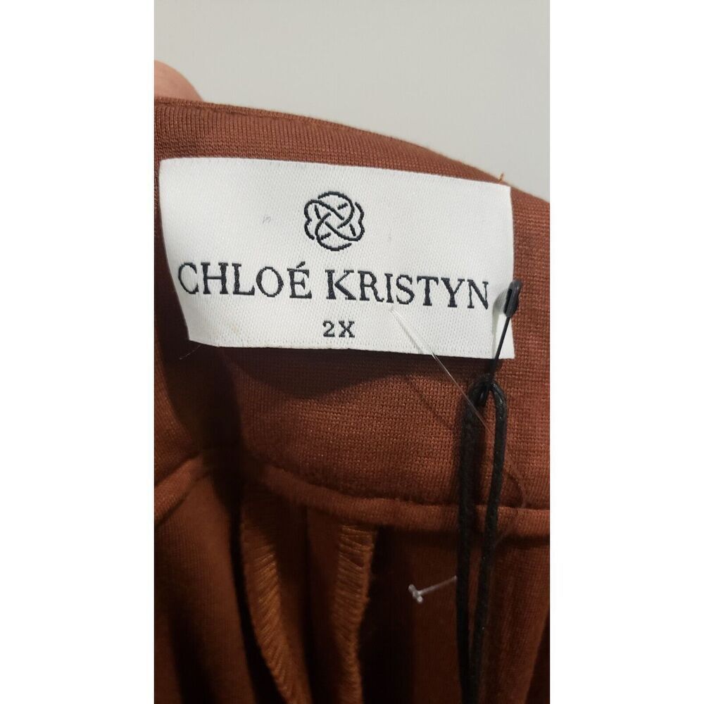 CHLOE KRISTYN Bridgette High Rise Wide leg Ponte Pants Brown 2X NWT MSRP $278 - Picture 7 of 8